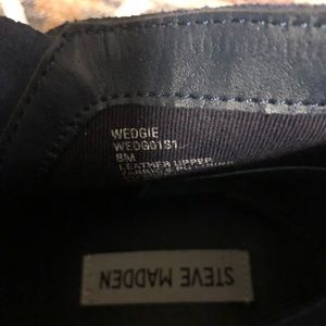 Navy blue suede Steve Madden wedge